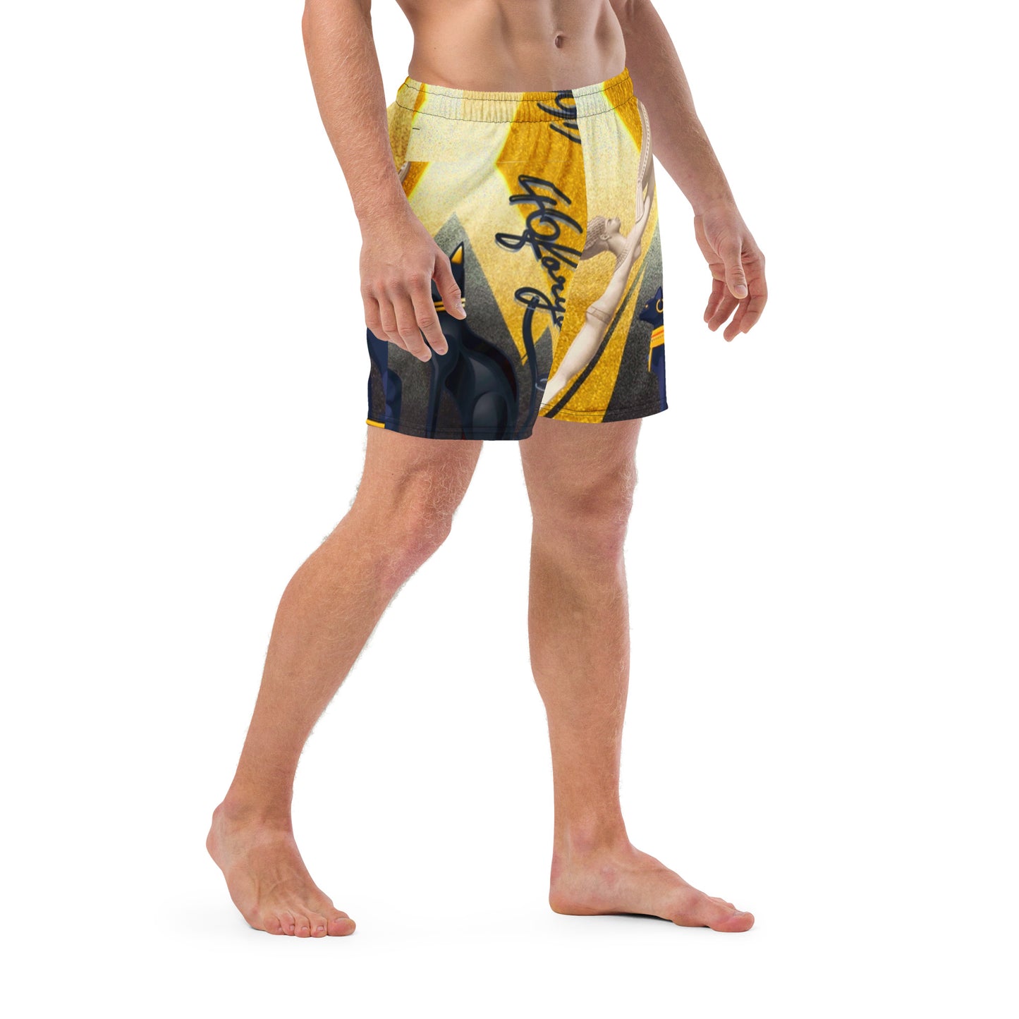 Rock the Egyptian Pyramid SpotlYght Swim – Where Ancient Vibes Meet Modern Waves for the Male Artist