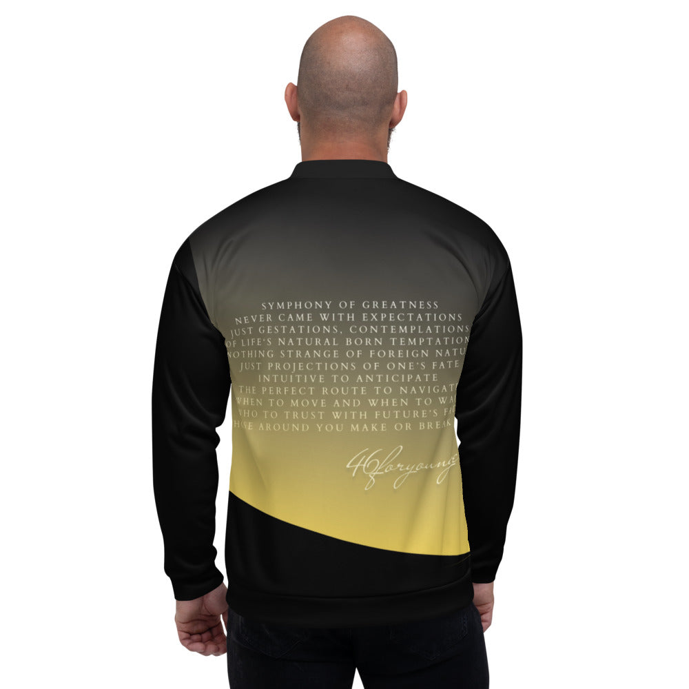 Symphony of Greatness Black Sleeves Unisex Bomber Jacket