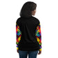 Moonlight & Roses Unisex Bomber Jacket - Full Sleeves from the Bravo & Roses Collection - Because artists deserve praise!  Gift yourself SpotlYght Seeker. You've earned it.  Let this statement piece be a  symbol of self-praise and empowerment, a perfect gift to yourself.