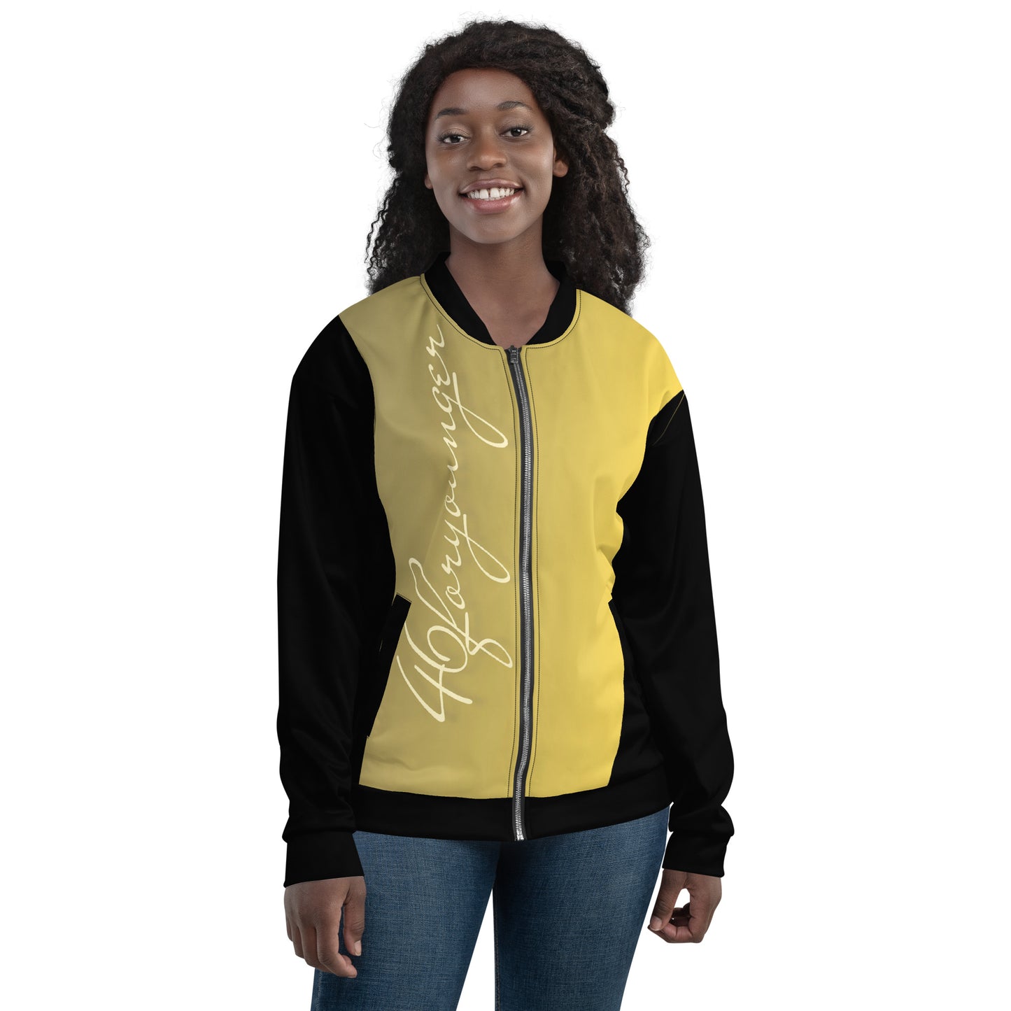 Symphony of Greatness Black Sleeves Unisex Bomber Jacket