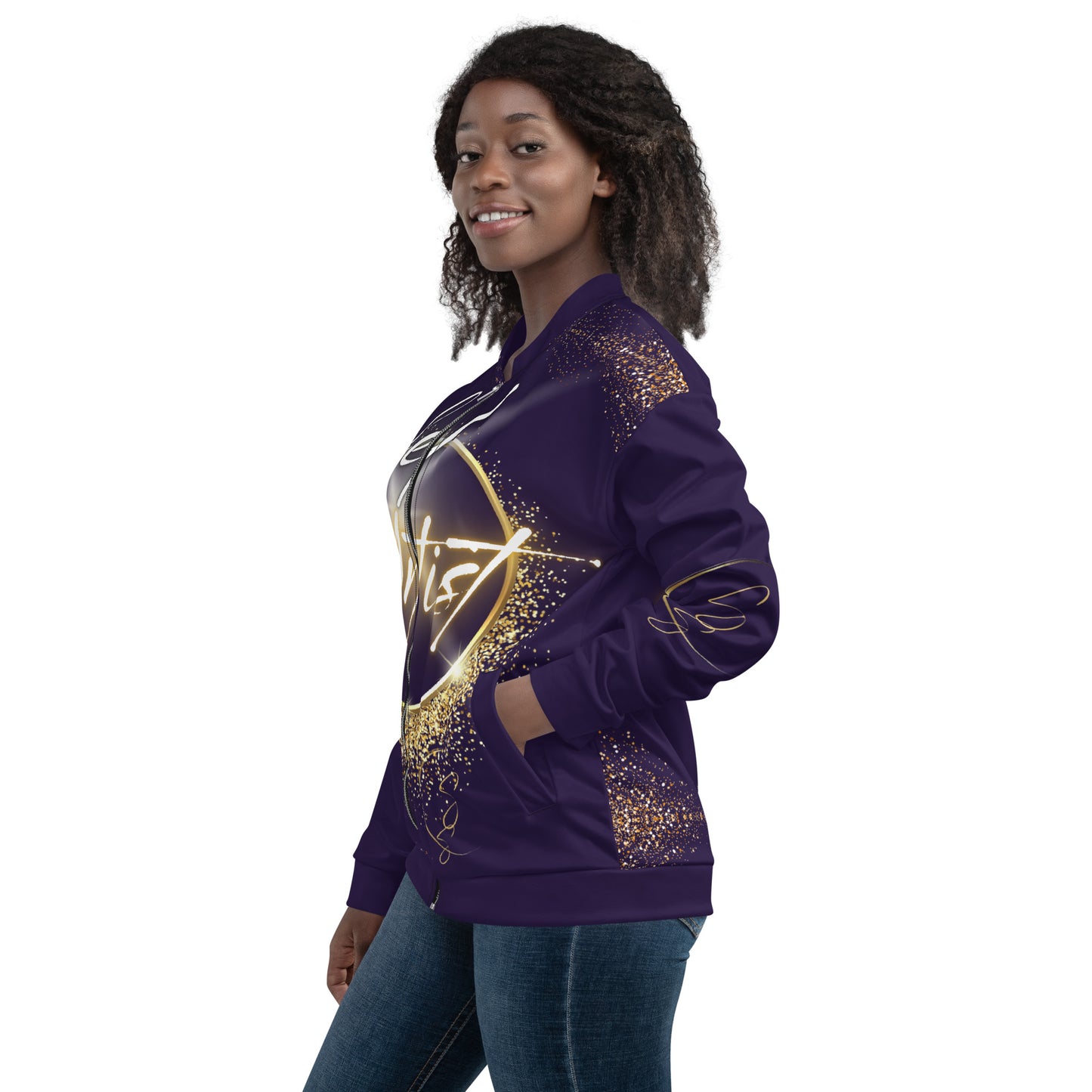 Rebel Artist Unisex Bomber Jacket - Deep Purple