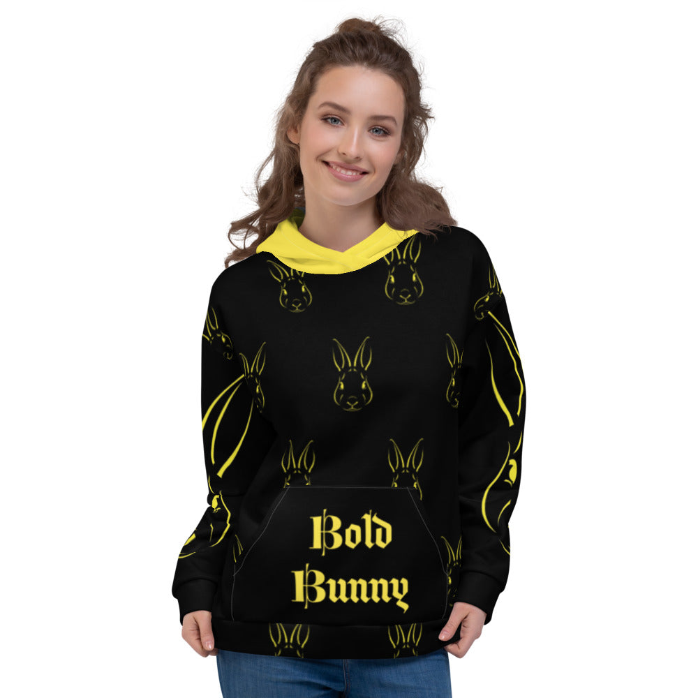 Bold Bunny Patterned Unisex Hoodie