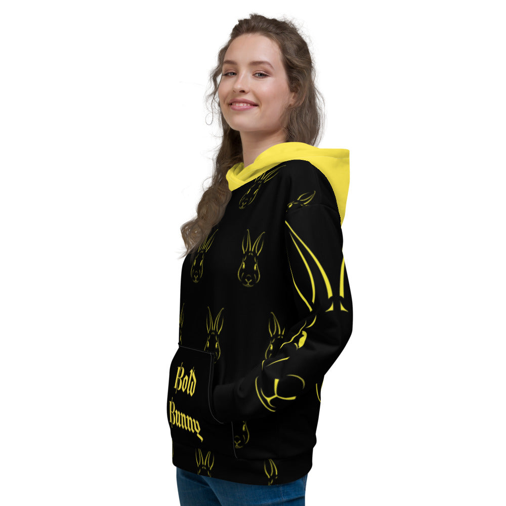 Bold Bunny Patterned Unisex Hoodie
