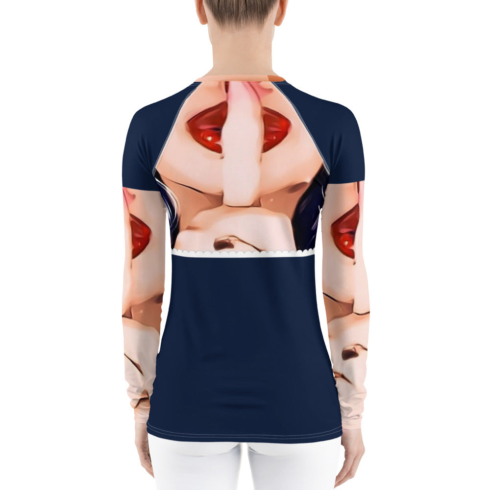 Shhh Women's Rash Guard - Navy - SN4