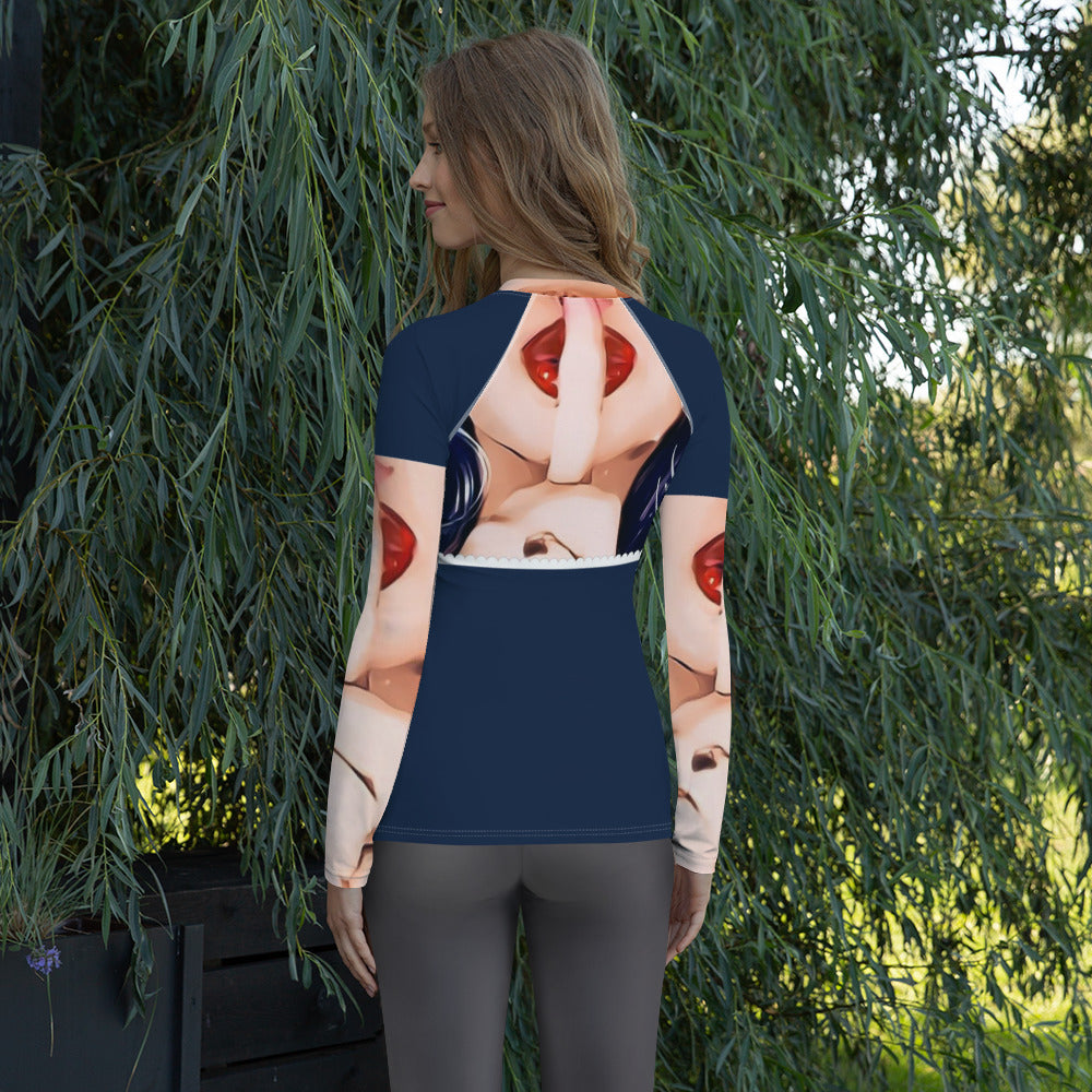Shhh Women's Rash Guard - Navy - SN4