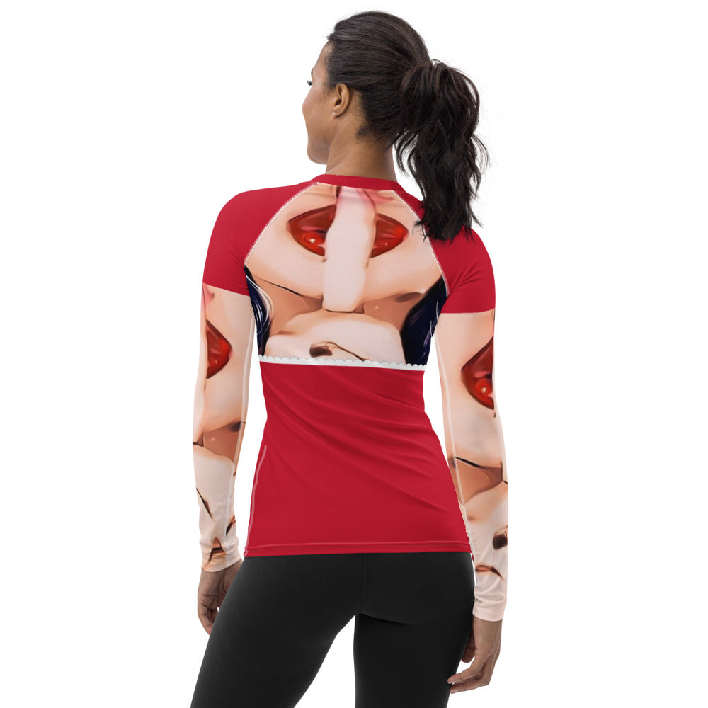 Shhh Cropped Women's Rash Guard - Red - SN4