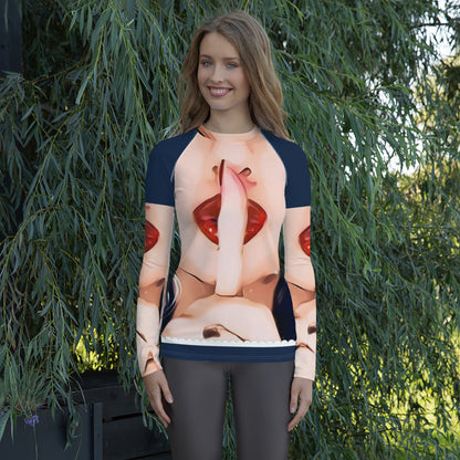 Shhh Women's Rash Guard - Navy - SN4