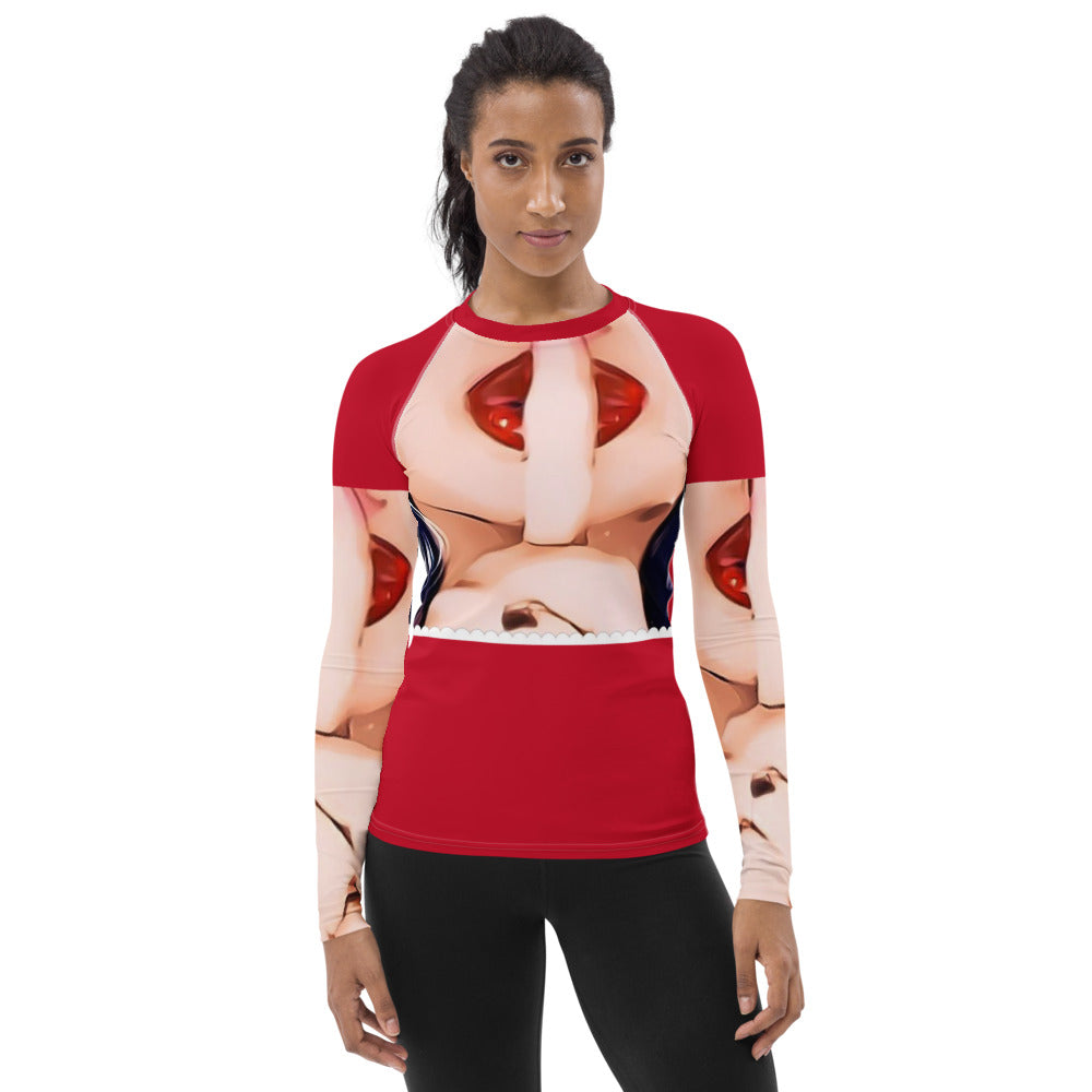 Shhh Cropped Women's Rash Guard - Red - SN4