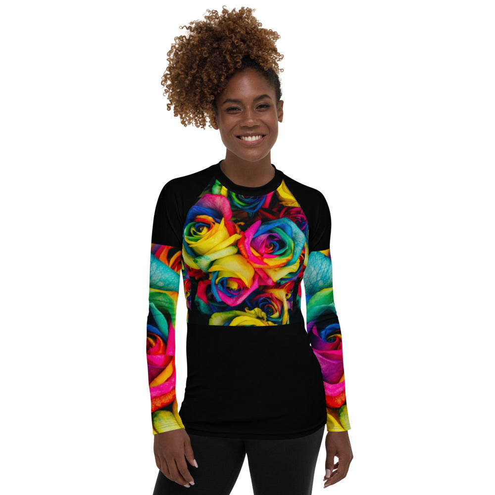 Elevate Your Expression with Emote Merch from SpotlYght Seeker: Discover the Moonlight & Roses Cropped Rash Guard 🌙🌹 from the Bravo and Roses Collection, Crafted for the Female Artist Who Deserves Praise.