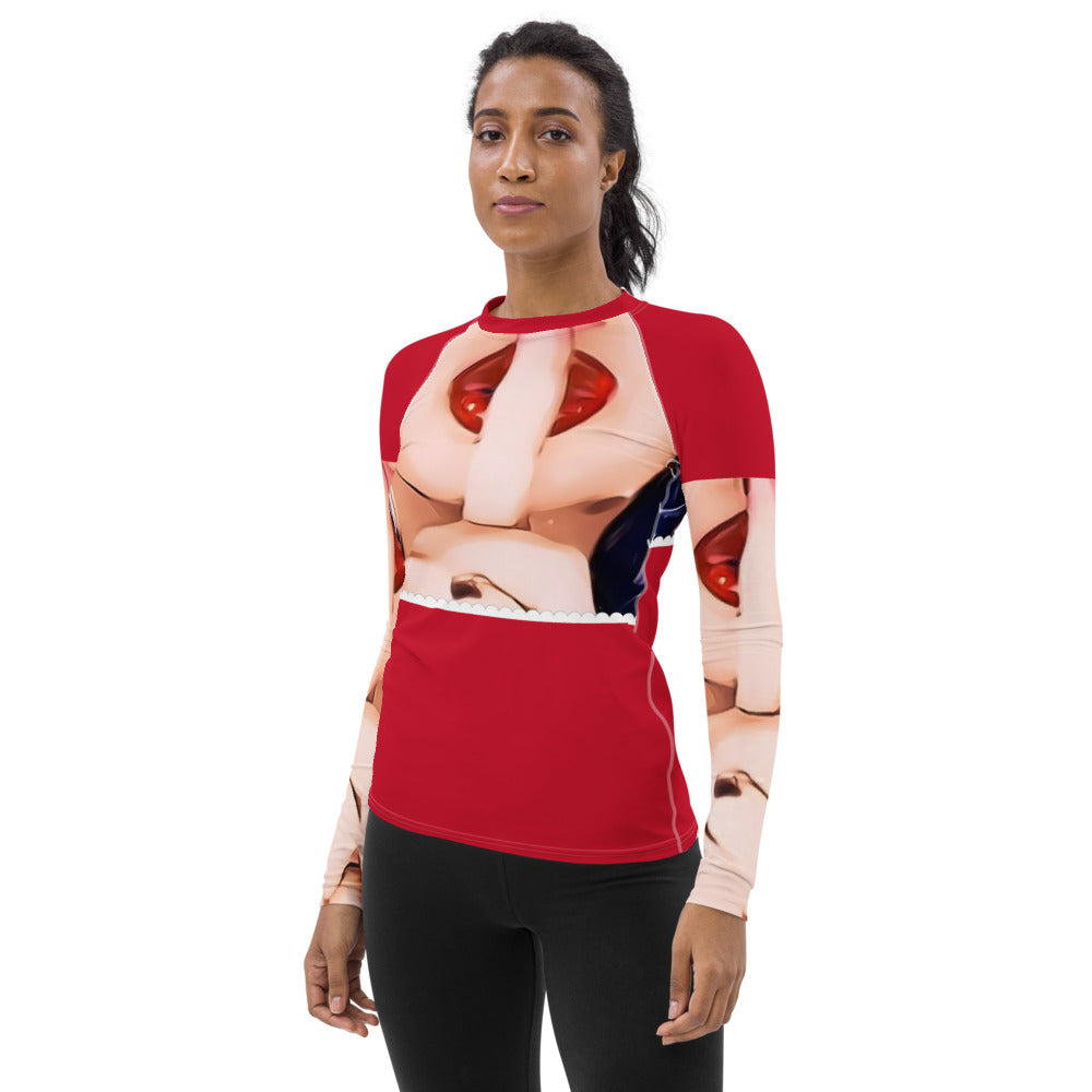 Shhh Cropped Women's Rash Guard - Red - SN4