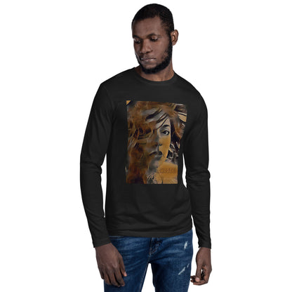 An artist confidently wearing the Dueling Ghosts Long-Sleeve Fitted Crew, showcasing their creativity.