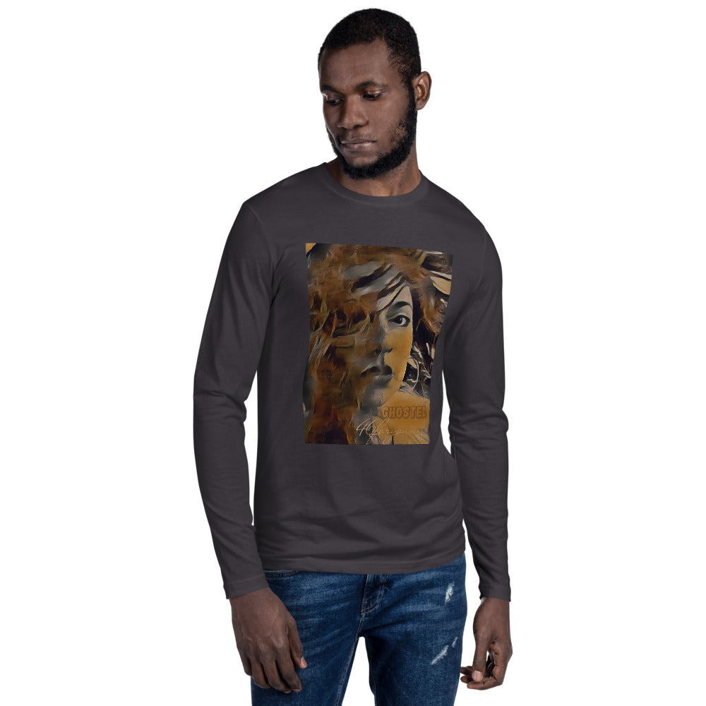 An artist confidently wearing the Dueling Ghosts Long-Sleeve Fitted Crew, showcasing their creativity.