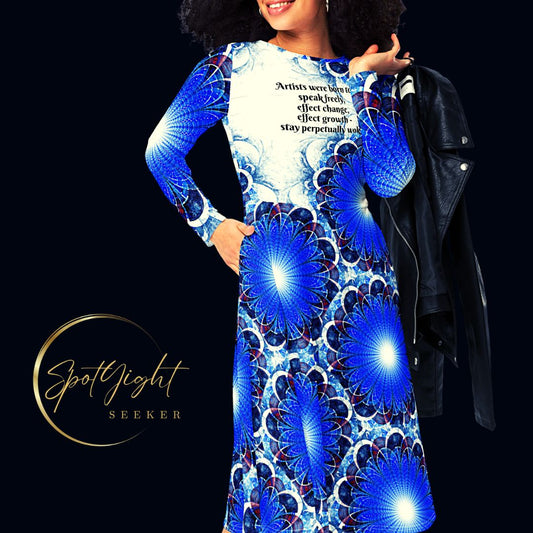 Dopamine Dressing for the Artist who seek the spotlight - Bold Blue Stunning Midi Dress
