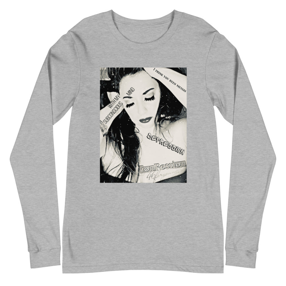Depression's Confession Unisex Long Sleeve Tee - D1 B&W