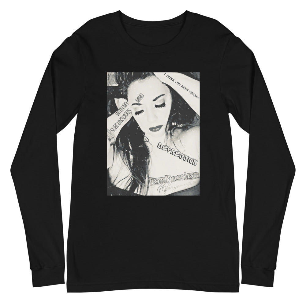 Depression's Confession Unisex Long Sleeve Tee - D1 B&W
