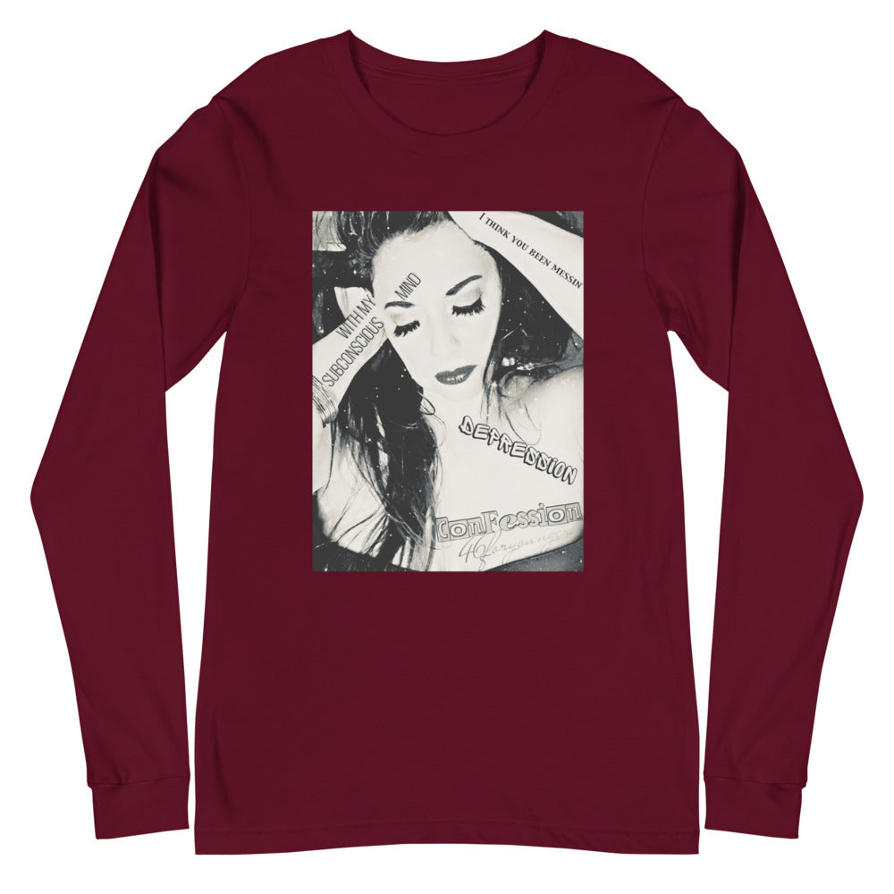 Depression's Confession Unisex Long Sleeve Tee - D1 B&W