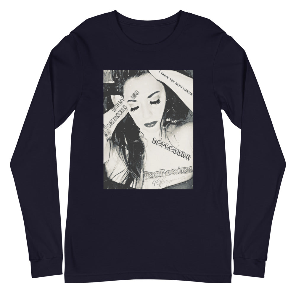 Depression's Confession Unisex Long Sleeve Tee - D1 B&W