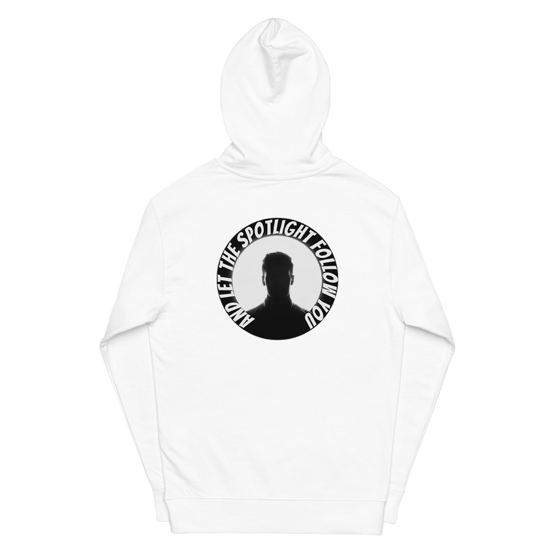 SpotlYght Seeker LBS Unisex Mid-Weight Hoodie in White – Stride confidently and express your artistic spirit with this Motivate-Merch essential.