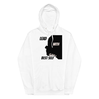 SpotlYght Seeker LBS Unisex Mid-Weight Hoodie in White – Stride confidently and express your artistic spirit with this Motivate-Merch essential.
